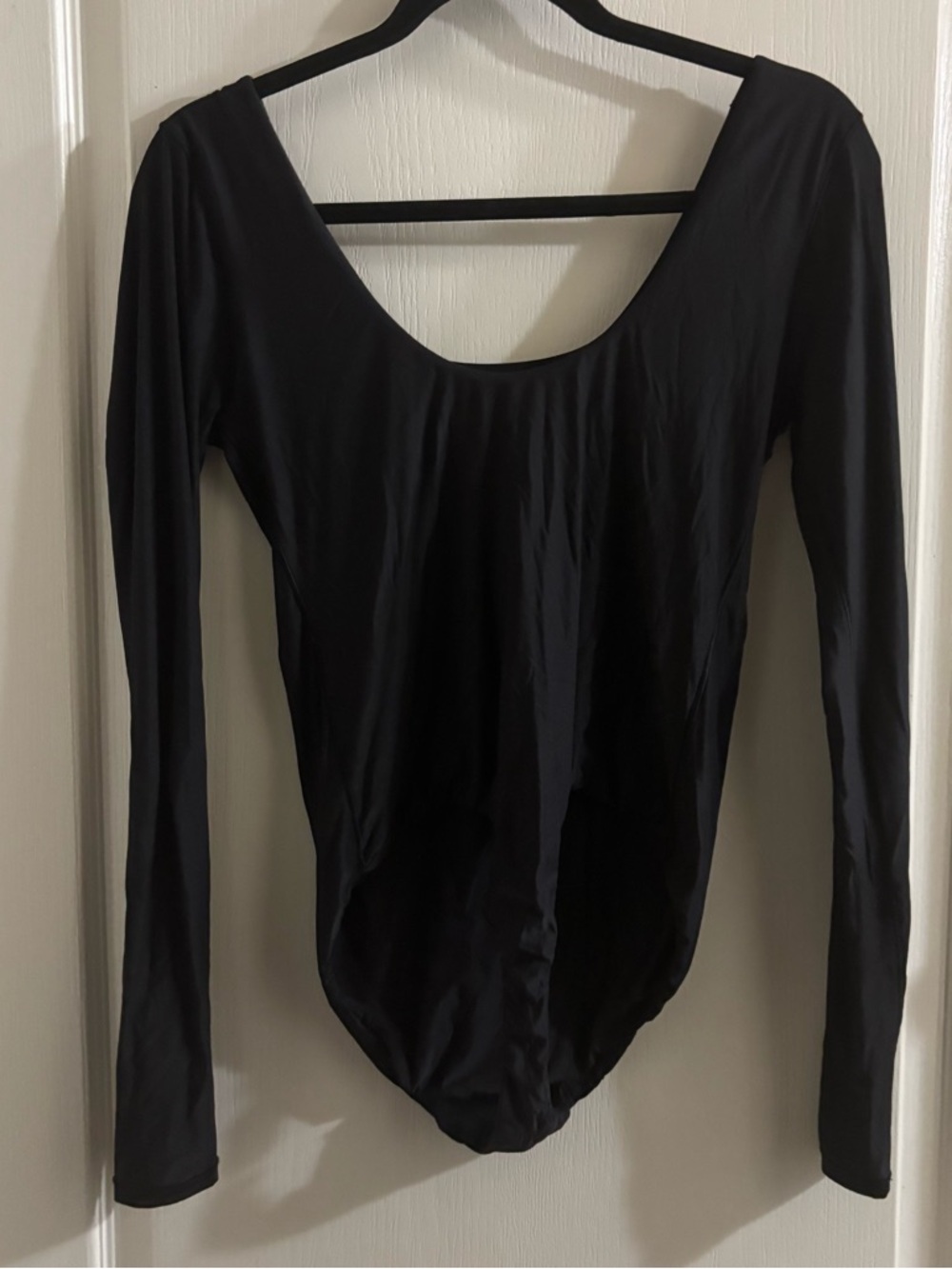 Smoothez by aerie Black Long-Sleeve Scoop-Back Bodysuit